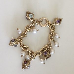 Womens Costume Jewelry Silver Bracelet w/Gemstones
